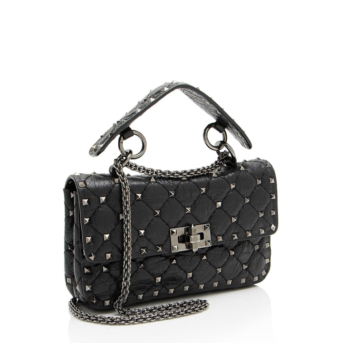 Valentino Calfskin Rockstud Spike Up Chain Small Shoulder Bag (SHF-rCwl8I)