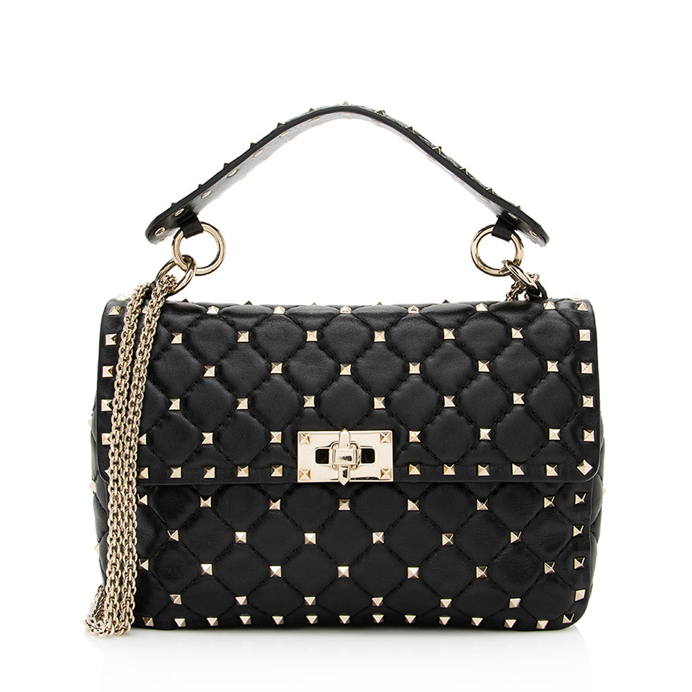 Valentino Calfskin Rockstud Spike Up Chain Shoulder Bag (SHF-19936)