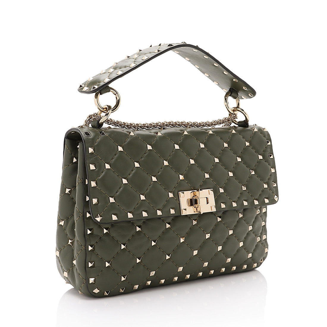 Valentino Calfskin Rockstud Spike Up Chain Shoulder Bag (SHF-a2oPsZ)