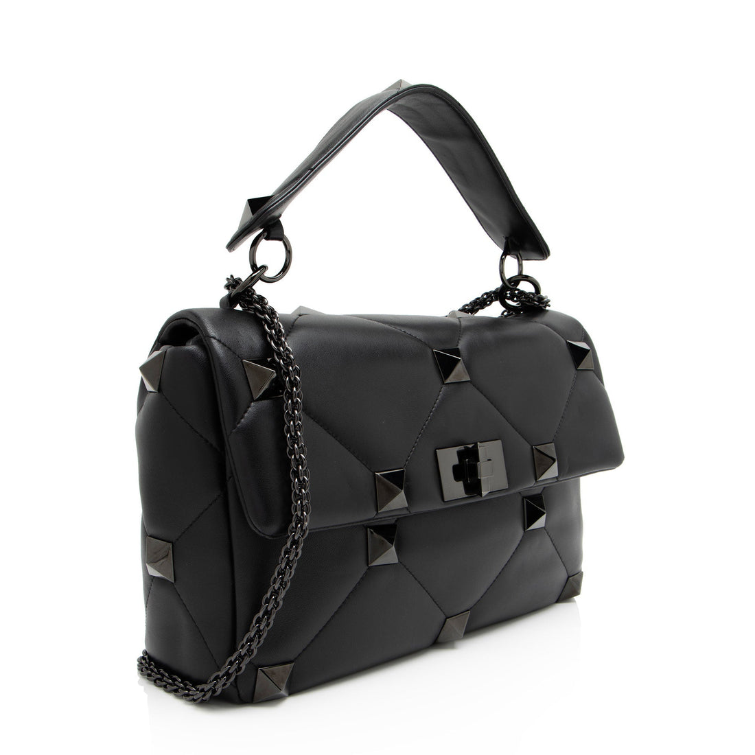 Valentino Calfskin Roman Stud Maxi Shoulder Bag