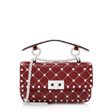 Valentino Calfskin Rockstud Spike Up Chain Small Shoulder Bag (SHF-20489)