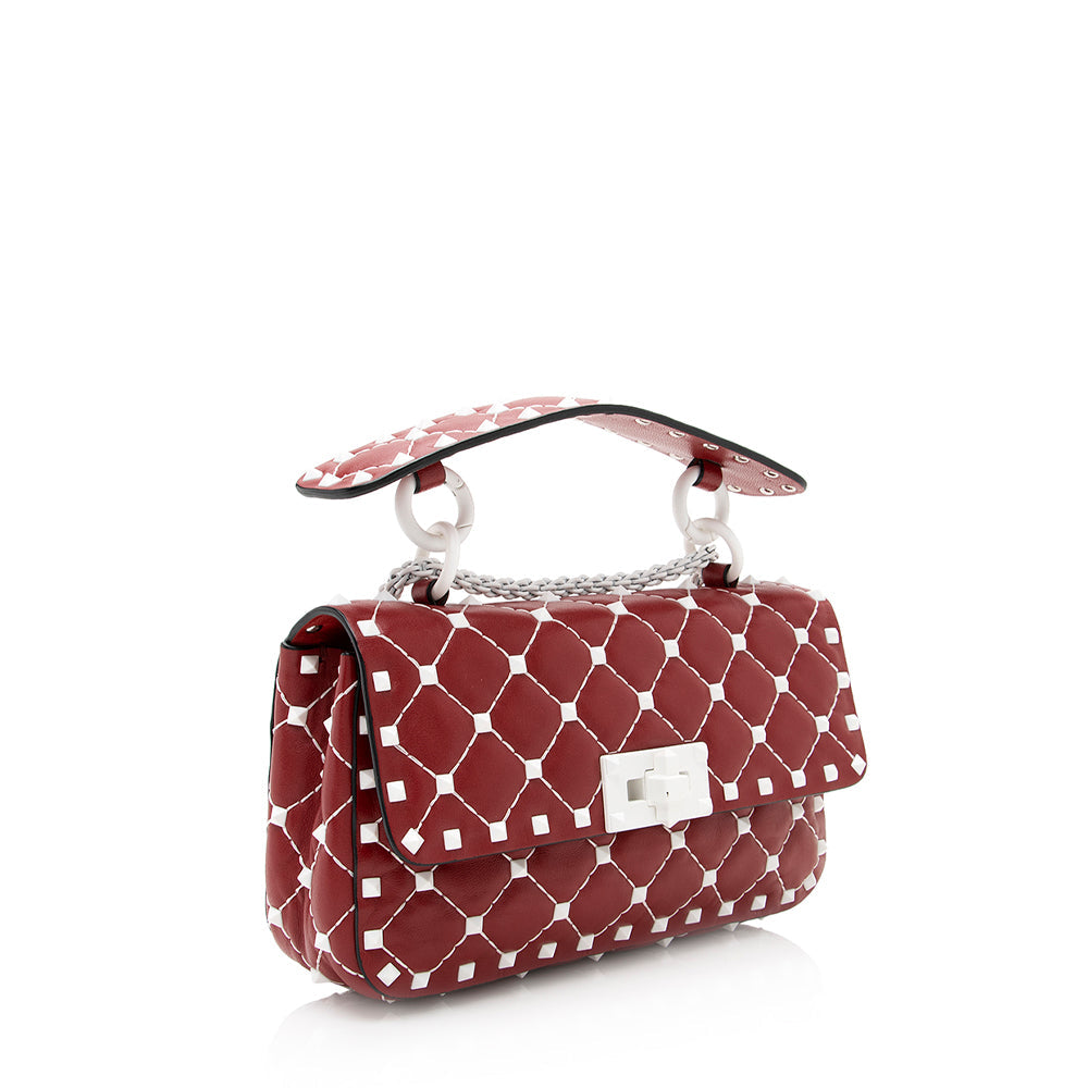Valentino Calfskin Rockstud Spike Up Chain Small Shoulder Bag (SHF-20489)