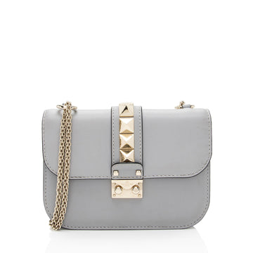 Valentino Calfskin Glam Lock Small Shoulder Bag (SHF-7ggMwP)