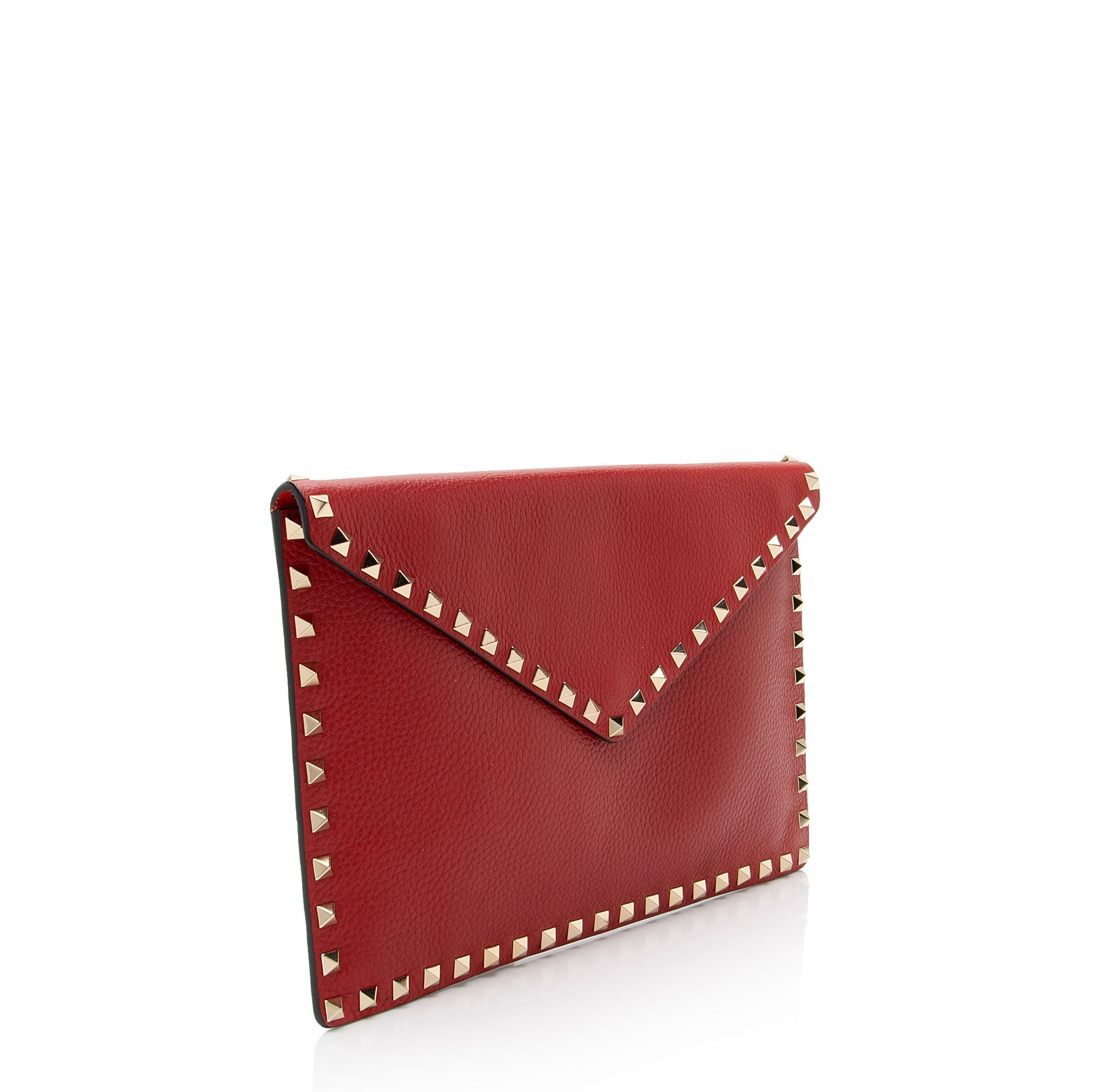 Valentino Leather Rockstud Envelope Flap Clutch