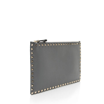 Valentino Leather Rockstud Large Flat Clutch