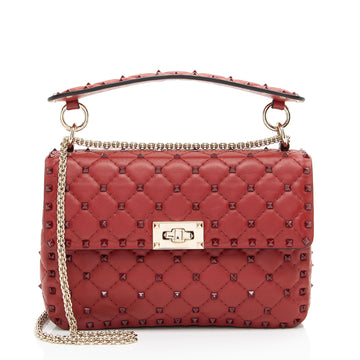 Valentino Calfskin Rockstud Spike Up Shoulder Bag (SHF-bfMgJN)