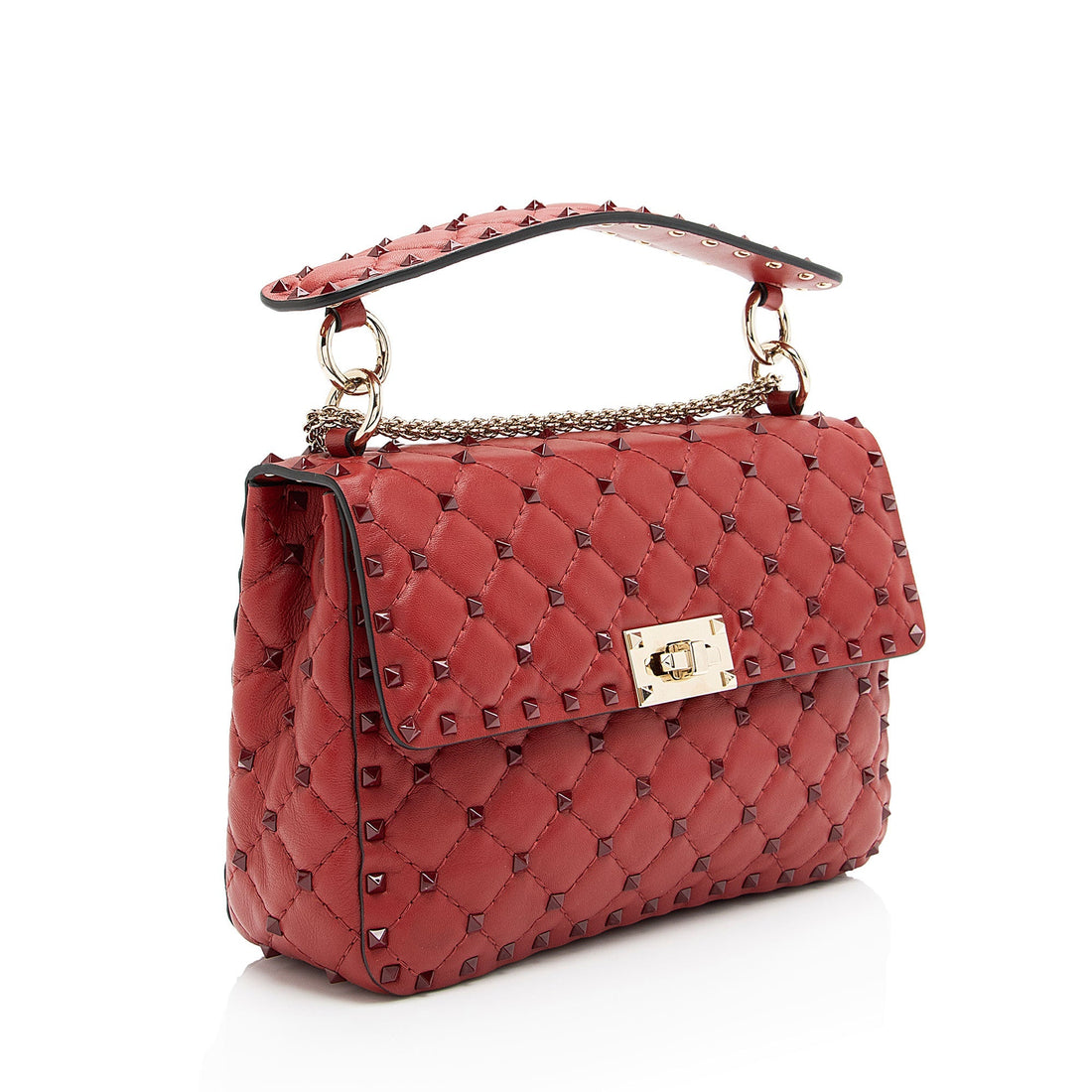 Valentino Calfskin Rockstud Spike Up Shoulder Bag (SHF-bfMgJN)