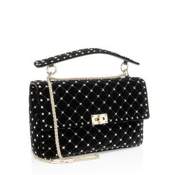 Valentino Velvet Rockstud Spike Up Shoulder Bag