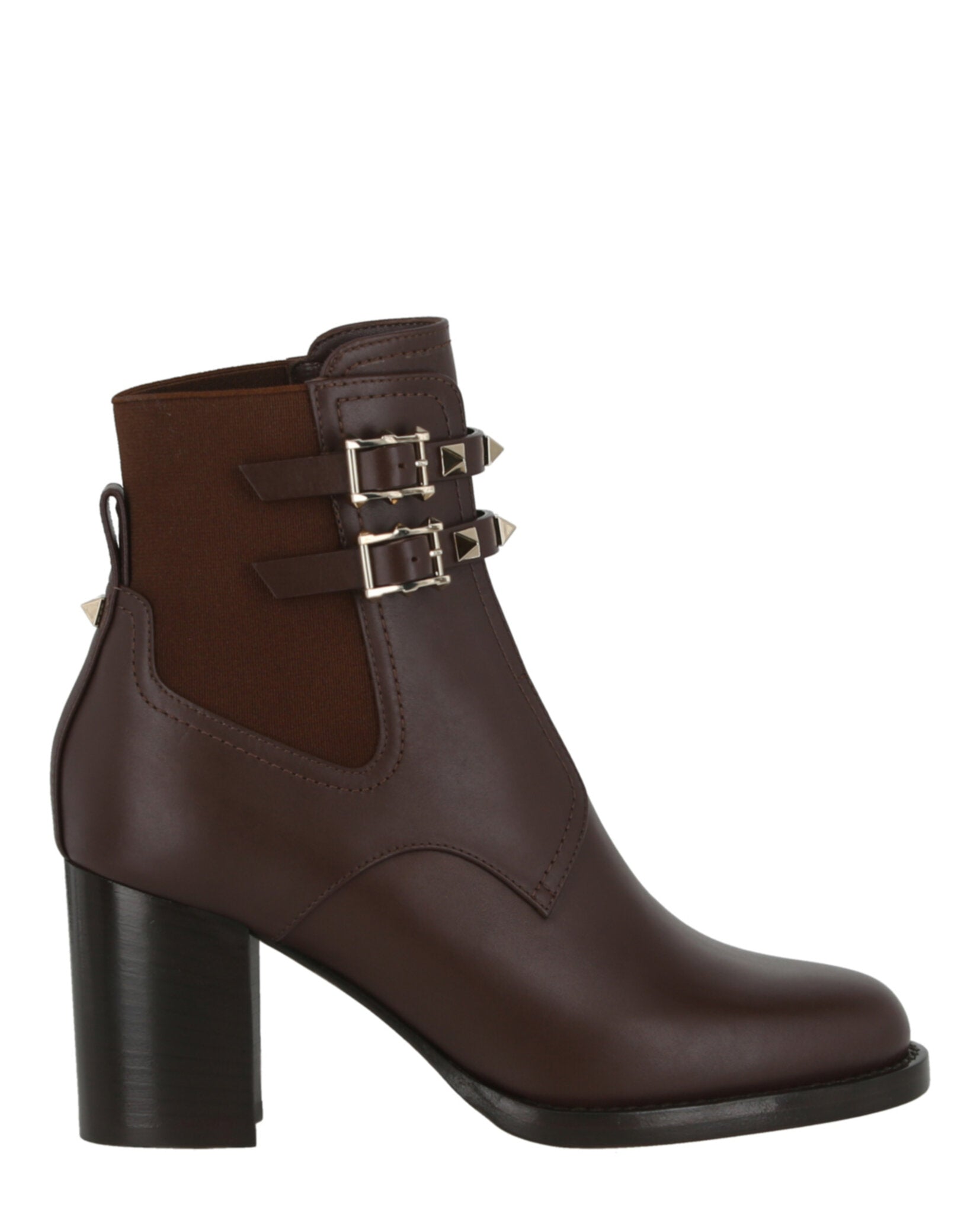 Valentino Womens Rockstud Calfskin Buckle-Strap Ankle Boots