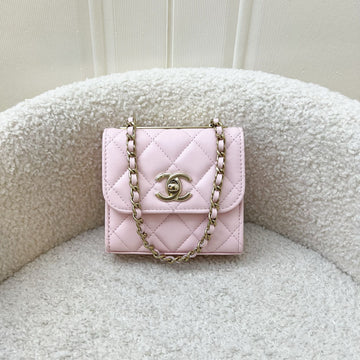 Chanel Trendy CC Micro Bag / Clutch on Chain in 22P Light Pink Lambskin and LGHW (Model: A81633)