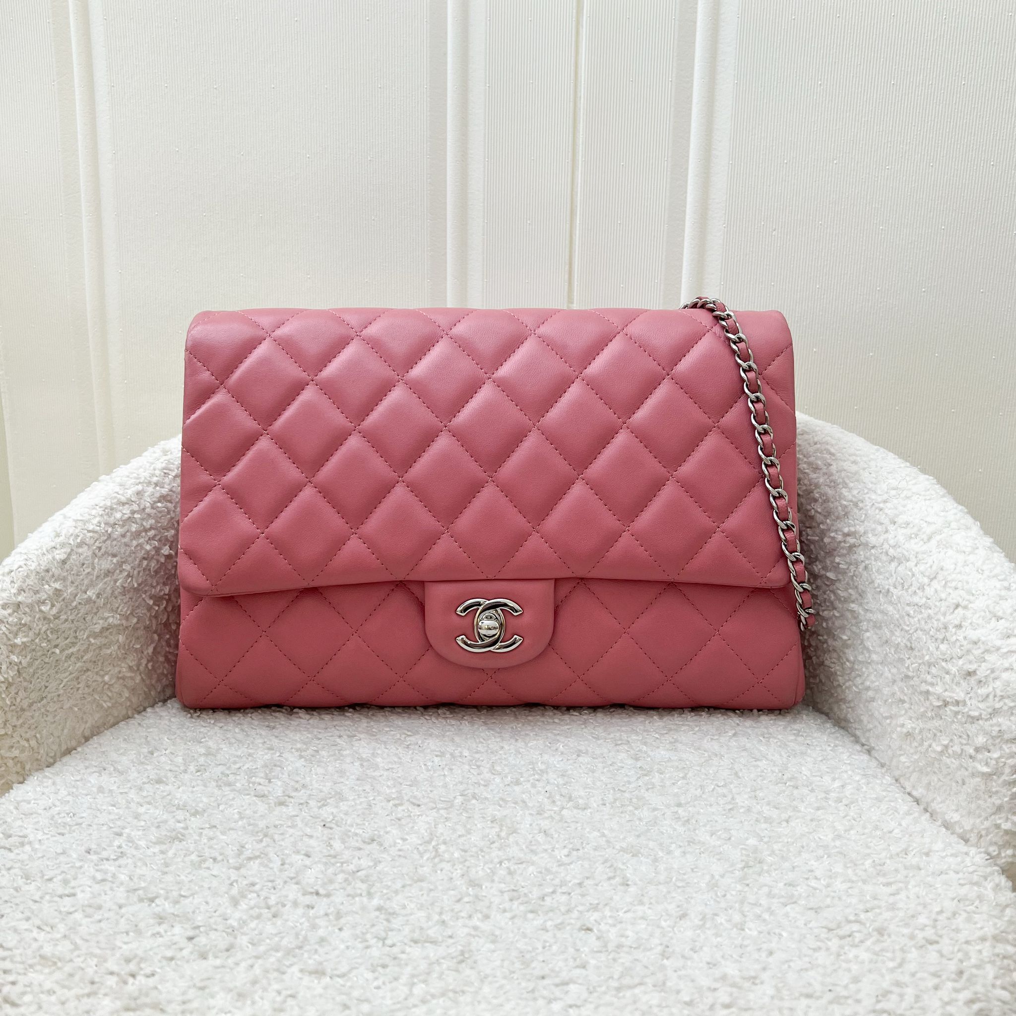 Chanel Timeless Clutch with Chain in Pink Lambskin and SHW