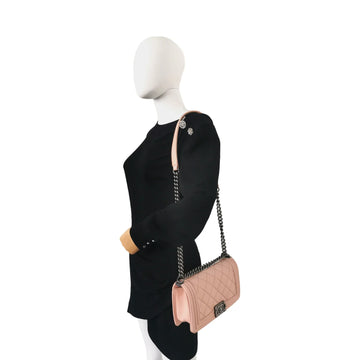 Chanel Boy Medium Light Pink Calfskin Ruthenium