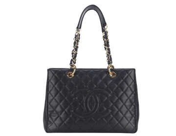 CHANEL GST (2039xxxx) BLACK CAVIAR LEATHER GOLD HARDWARE WITH DUST COVER AND