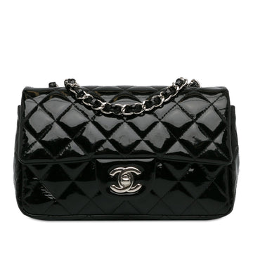 Top Quality Chanel Mini Rectangular Classic Patent Single New Black