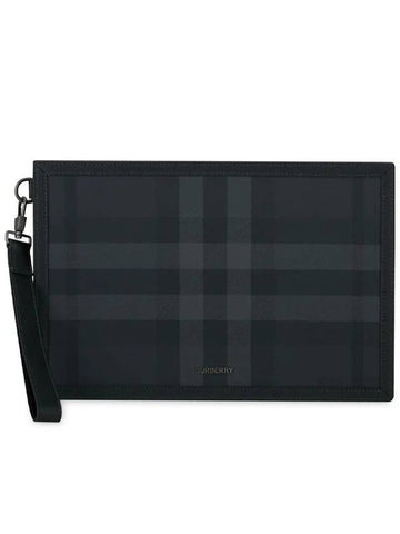 Burberry Check Small Logo Clutch Bag Black