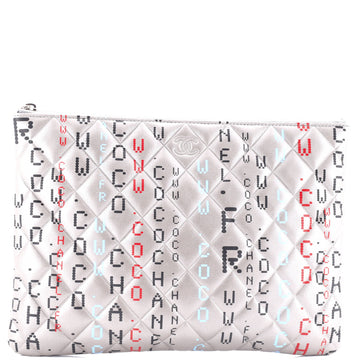 CHANEL Data Center O Case Clutch Quilted Printed Lambskin Medium