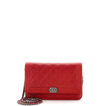 CHANEL Boy Wallet on Chain Quilted Caviar