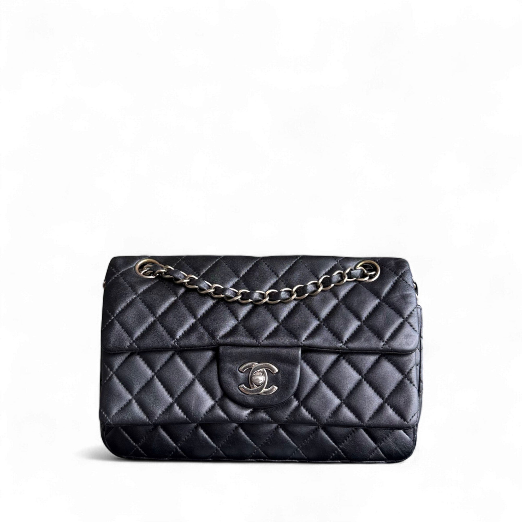 Chanel Tri-fold Seasonal Flap - Quilted Lambskin Black Silver Hardware Series 13