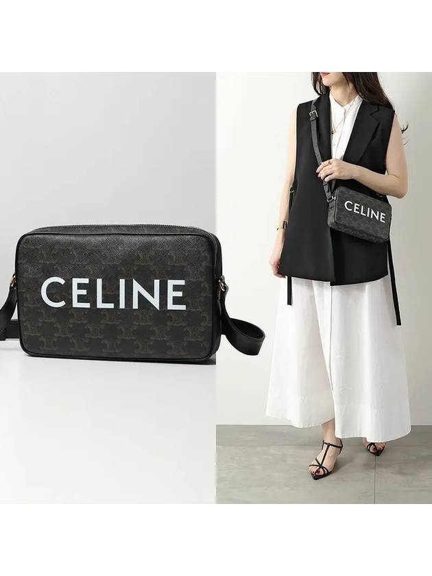 CELINE Triomphe Canvas Medium Messenger Bag Black