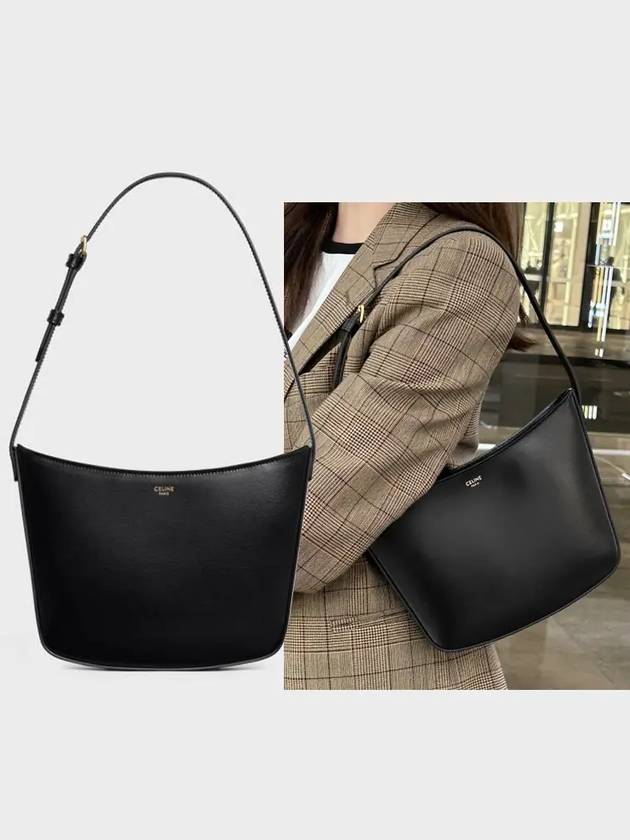 CELINE Medium Shiny Calfskin Croque Shoulder Bag Black