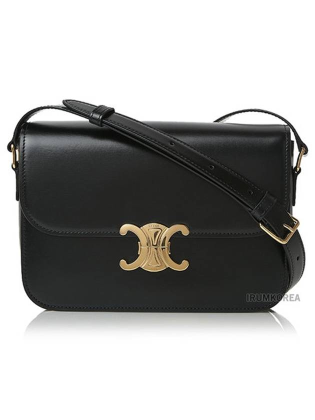 CELINE Classique Triomphe Shiny Calfskin Shoulder Bag Black