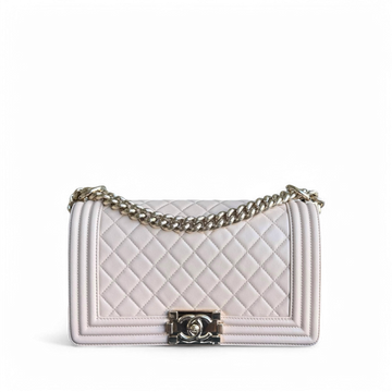 Chanel Boy Medium - 25CM Quilted Lambskin Light Nude Pink Gold Hardware Series 23