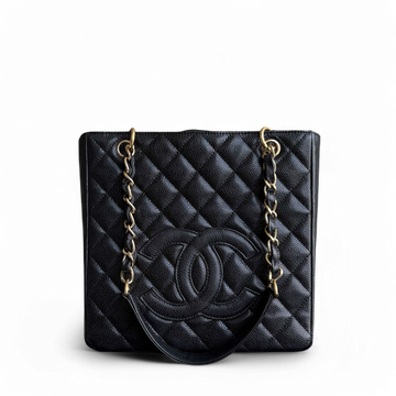 Chanel PST Petite Shopping Tote - Caviar Quilted Black Gold Hardware Series 12