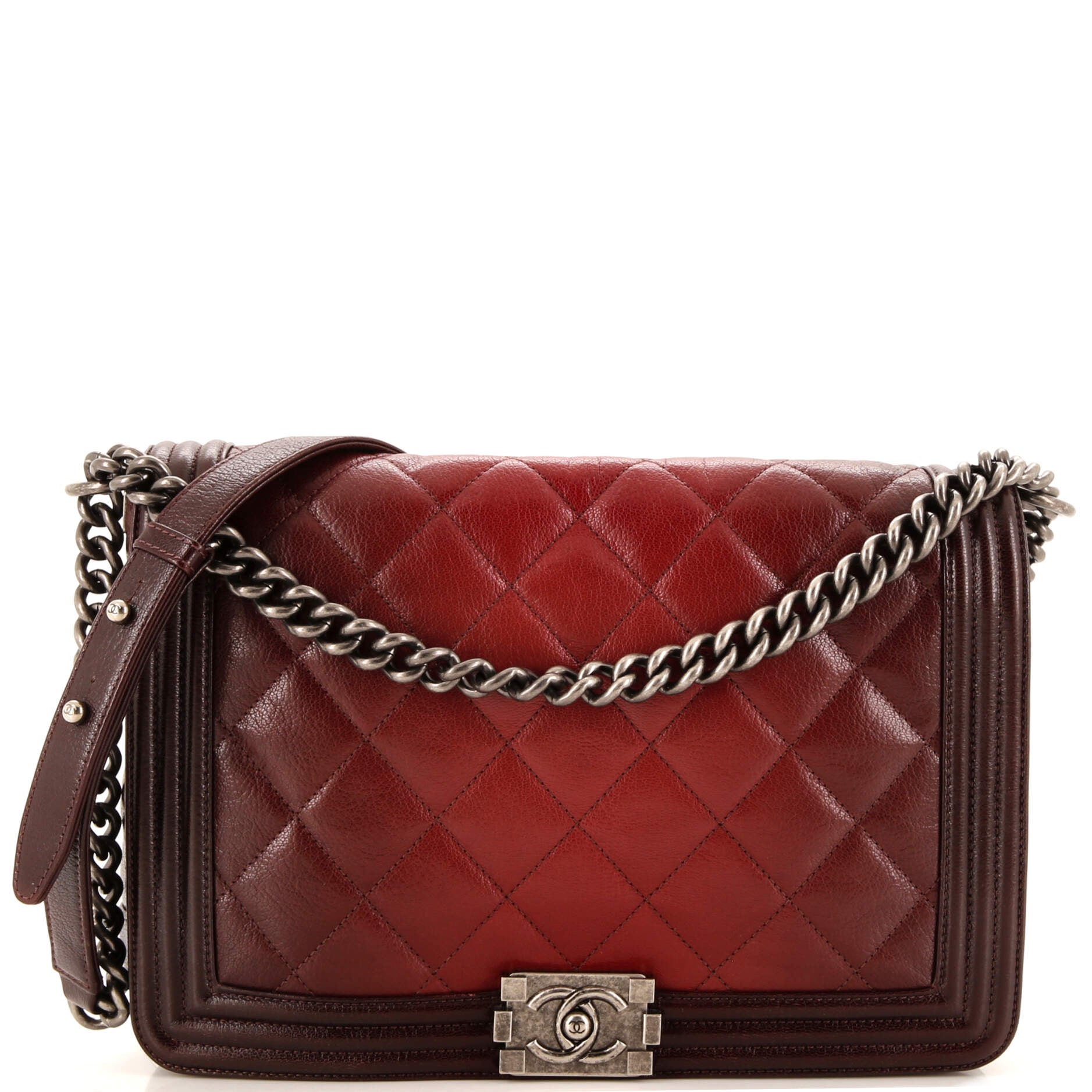 CHANEL Boy Flap Bag Quilted Ombre Leather Large