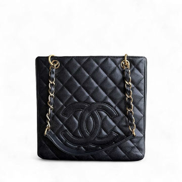 Chanel PST Petite Shopping Tote - Caviar Quilted Black Gold Hardware