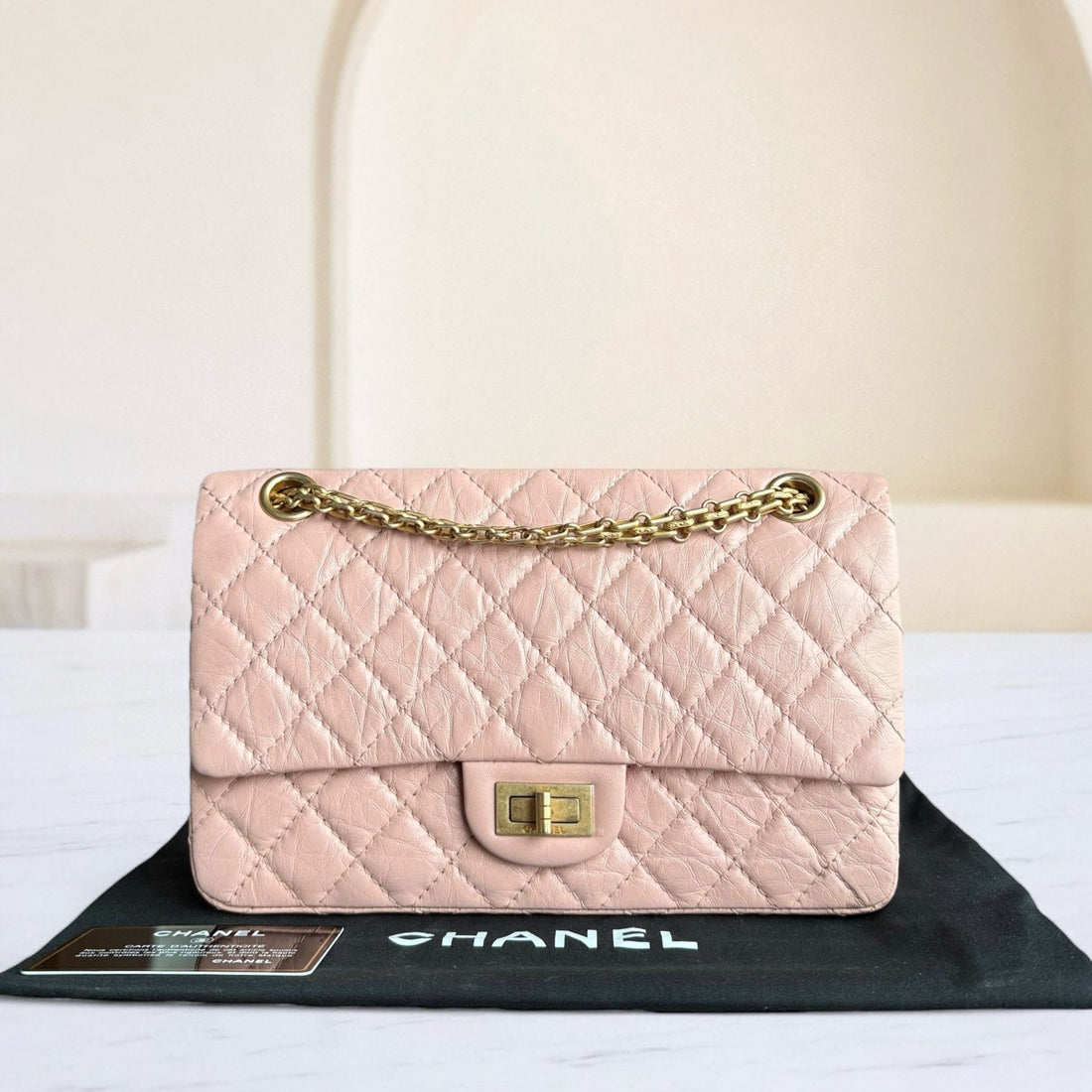 Chanel 2.55 Reissue 225 Small - Sakura Pink Quilted Aged Calfskin Ruthenium Gold Hardware Series 27