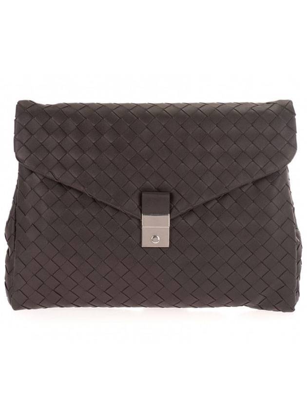 Bottega Veneta Calfskin Clutch Bag Brown