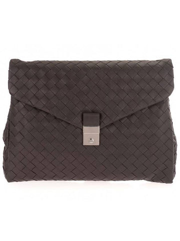 Bottega Veneta Calfskin Clutch Bag Brown