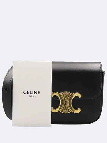 CELINE 10I513 Black Leather Triope Mini Claude Shoulder Bag