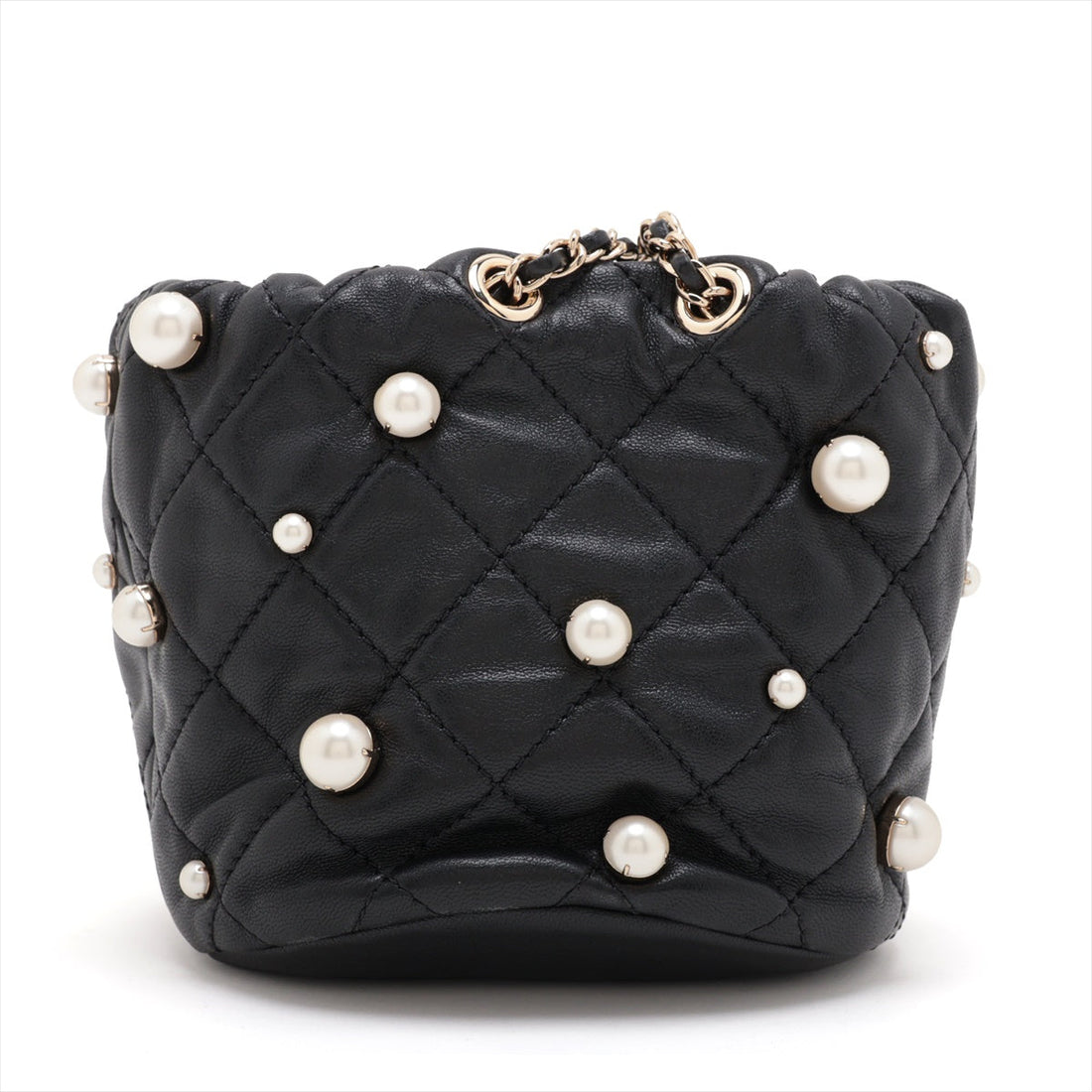 Chanel Matrasse  Handle Shoulder Bag Pearl Black G  31st AS2518