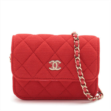 Chanel Mini Matrasse Cotton Chain Shoulder Bag Red G  Nonevelty