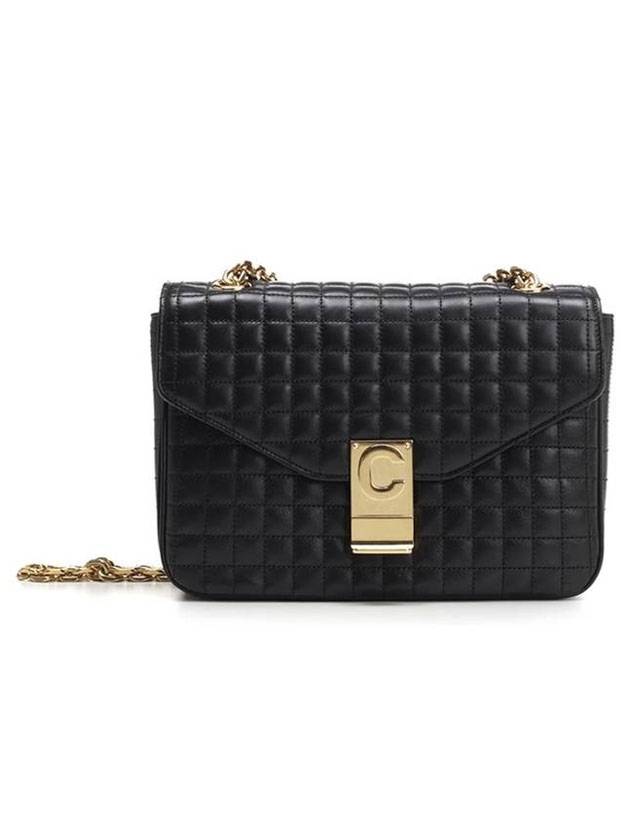 CELINE Quilted C Medium Shoulder Bag Black