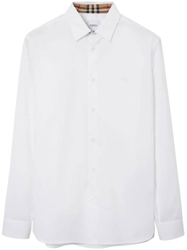 Burberry Plain Cotton Long Sleeve Shirt White