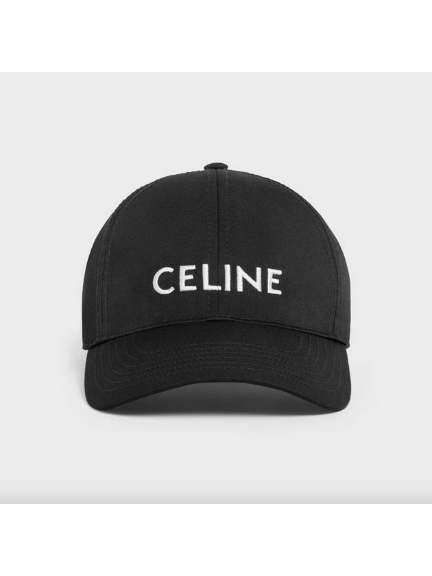 CELINE Embroidered Logo Cotton Ball Cap Black