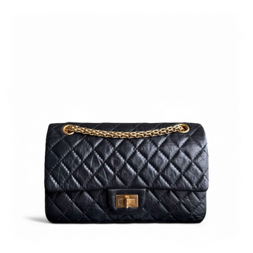 Chanel 2.55 Reissue 255 - 24CM Small Quilted Aged Calfskin Black Aged Gold Hardware Series 19