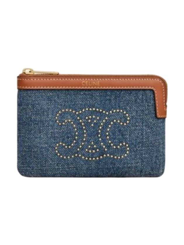 CELINE Triomphe Denim Pouch Bag Blue