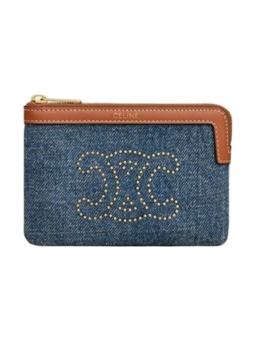 CELINE Triomphe Denim Pouch Bag Blue