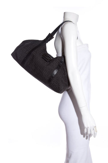 Fendi Black Fabric Zucca Print Shoulder Bag