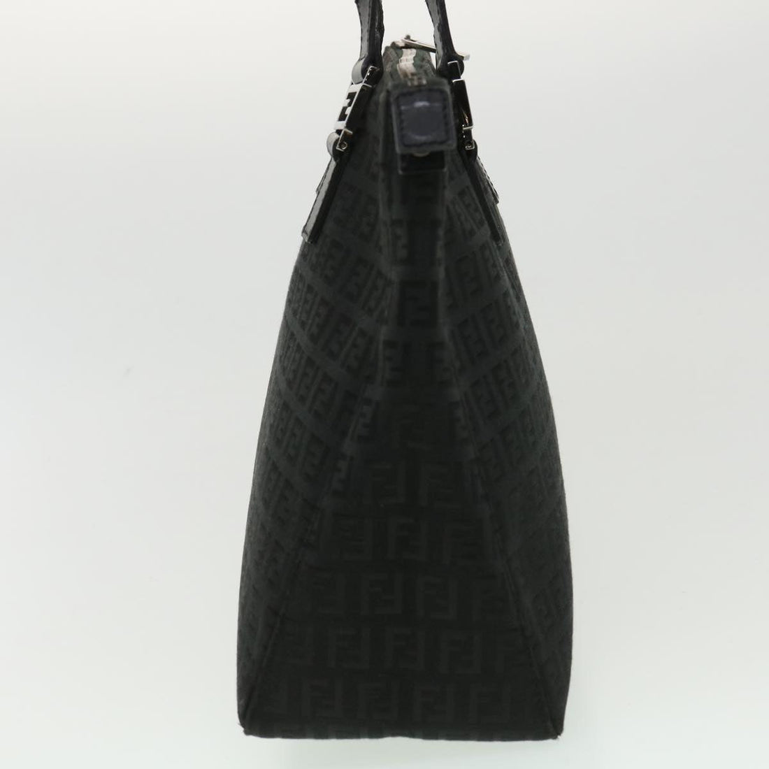 FENDI Zucchino Canvas Hand Bag Black Auth ac1348