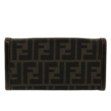 FENDI Zucca Canvas Long Wallet Black Brown 2309-30851/088 Auth ac2046