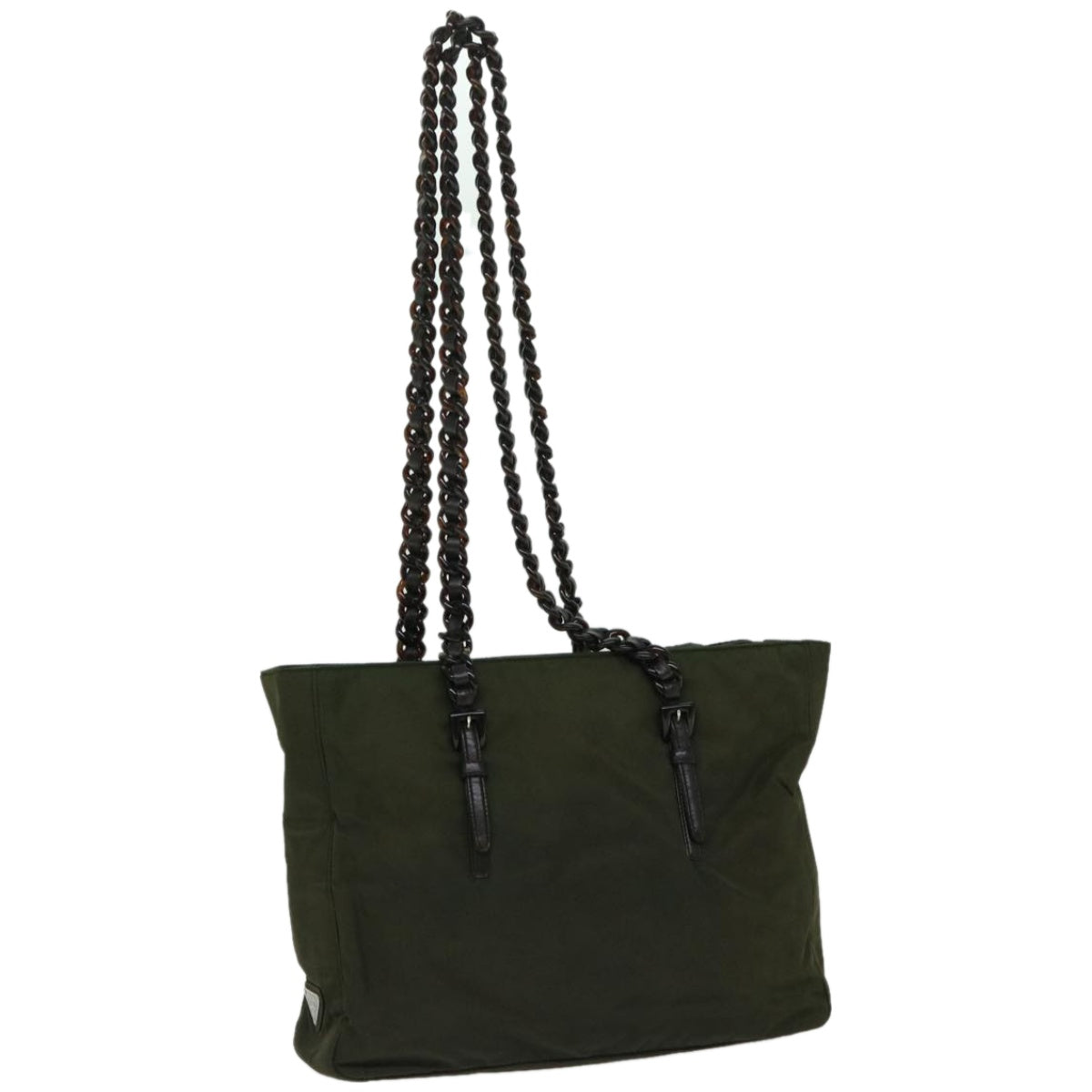 PRADA Chain Shoulder Bag Nylon Green ac2783