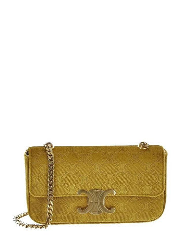 CELINE Triomphe Claude Chain Shoulder Bag Yellow