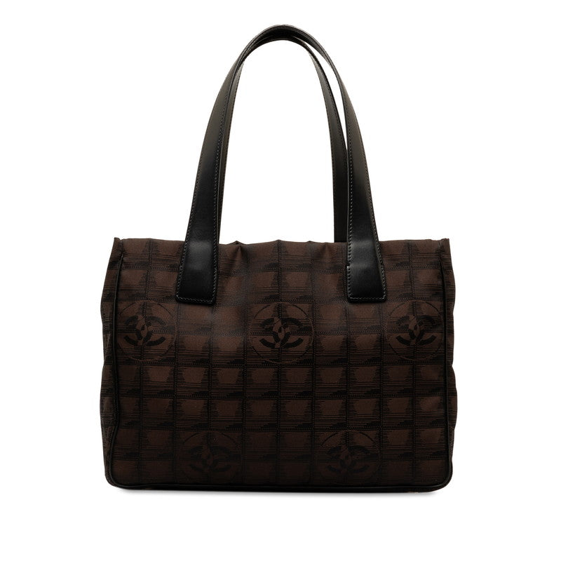 Chanel New Loveel Lines PM Tote Bag Handbag Brown Black Nylon Leather  CHANEL