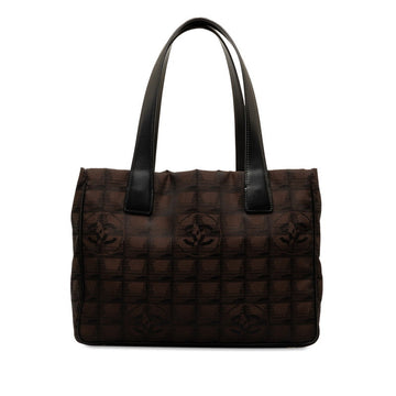Chanel New Loveel Lines PM Tote Bag Handbag Brown Black Nylon Leather  CHANEL