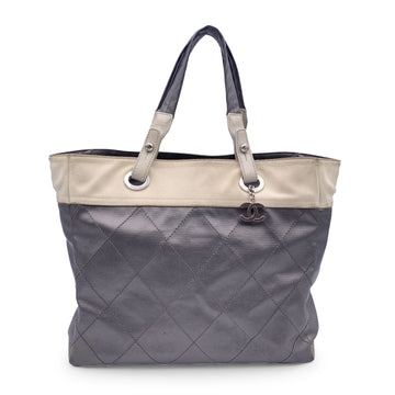 Top Quality Chanel Gray Metallic Quilted Canvas Paris Biarritz Tote Bag