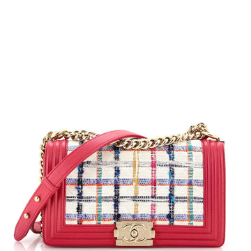 CHANEL Boy Flap Bag Quilted Tweed Old Medium